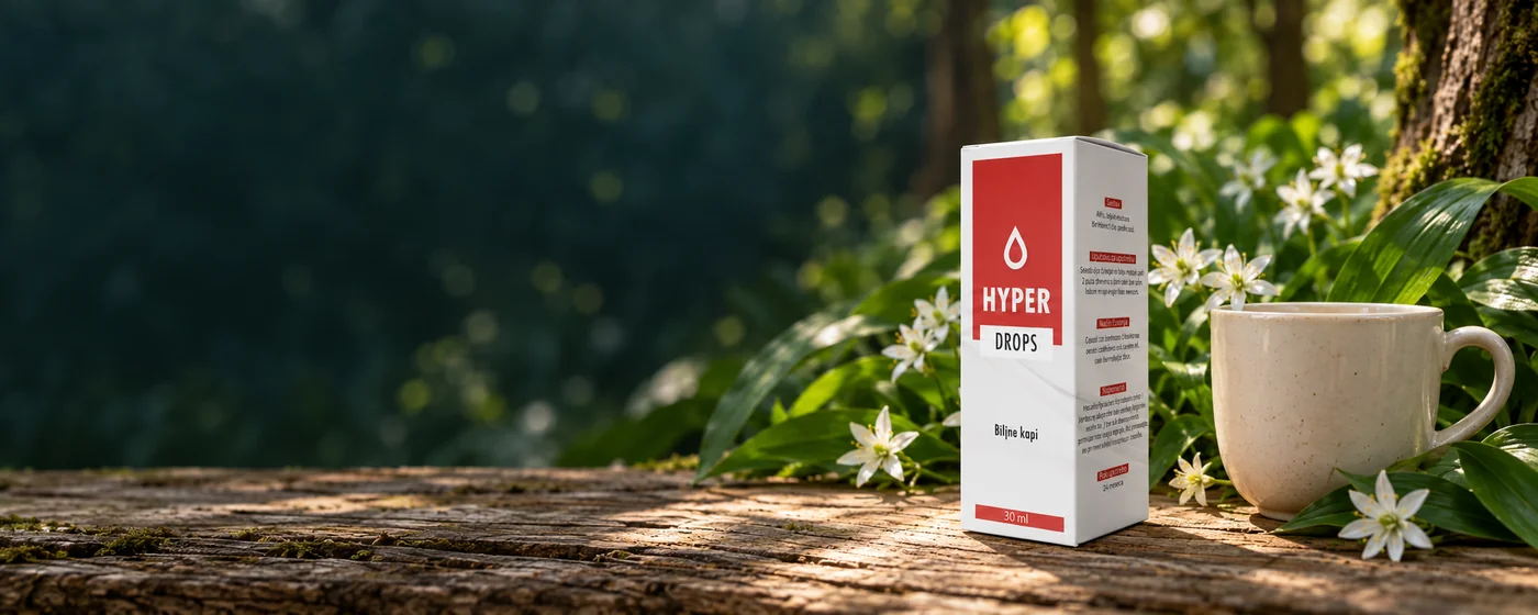 Hyper Drops u botaničkoj sceni na drvenom stolu